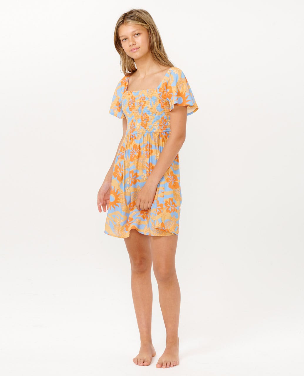 Rip Curl Sun Sol Shirred Dress 0030-Orange 10