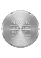 Nixon The Sentry Leather Watch 5269-Chrome-Silver Sunray-Black