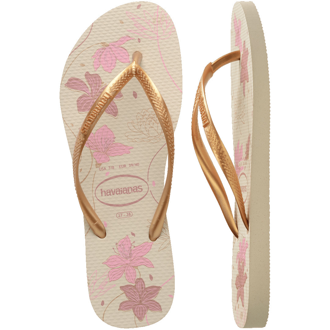 Havaianas Slim Organic Womens Sandal 1685-Beige-Golden 9