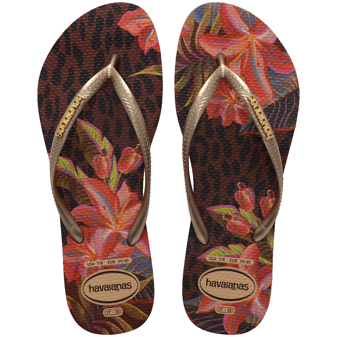 Havaianas Slim Animal Floral Fusion Womens Sandals 1976-Rust 6