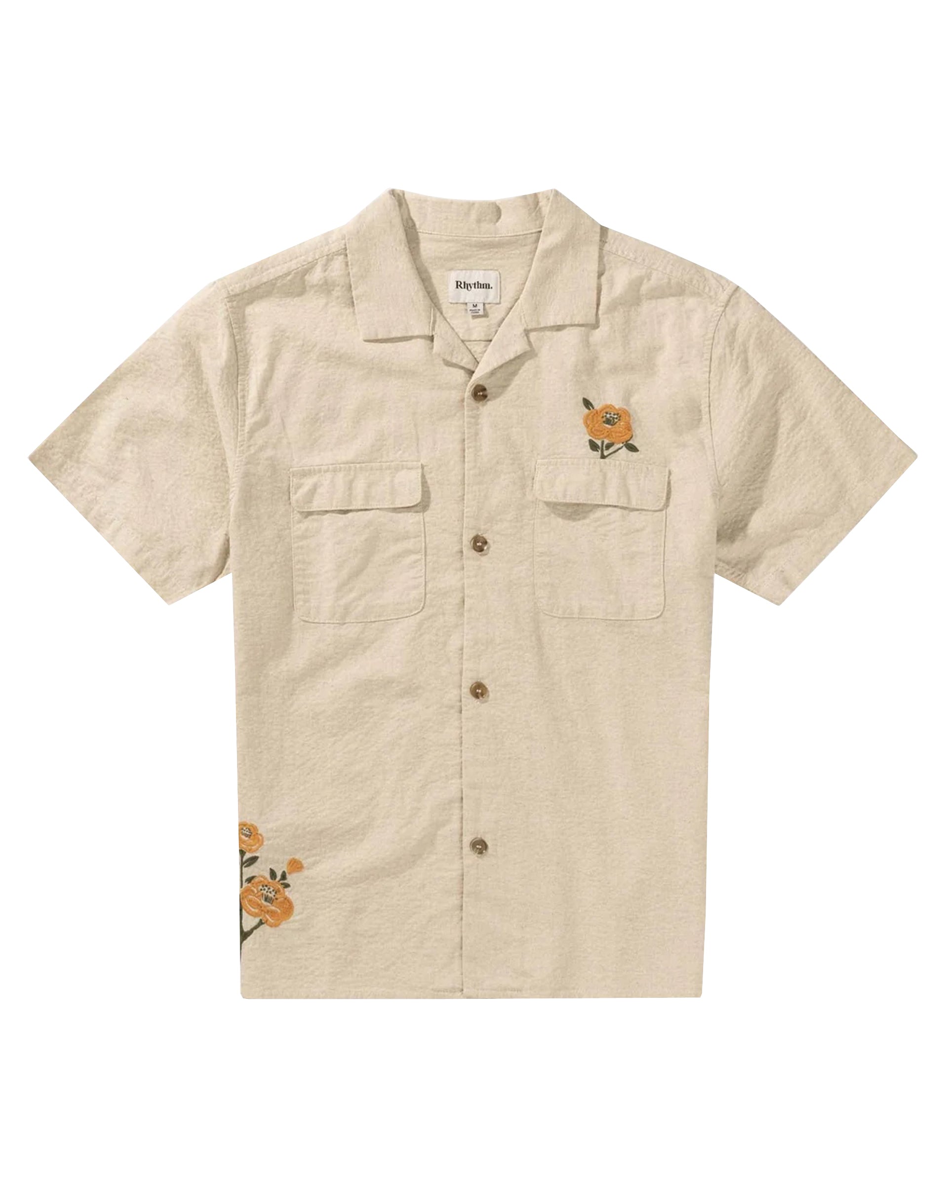 Rhythm Embroidered Seersucker SS Shirt NAT-NATURAL 3L
