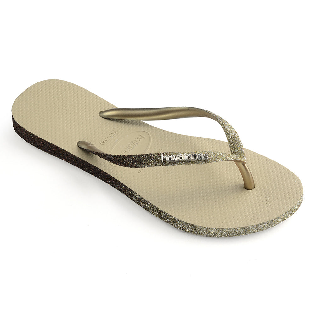 Havaianas Slim Sparkle Me Womens Sandals 0154-Sand Grey 6