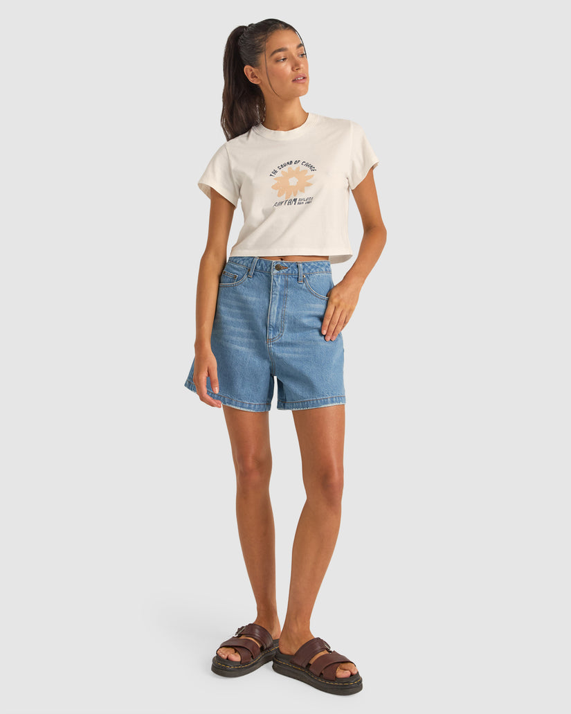 Rhythm Daisy Crop Crew Tee WHT-WHITE 1XS
