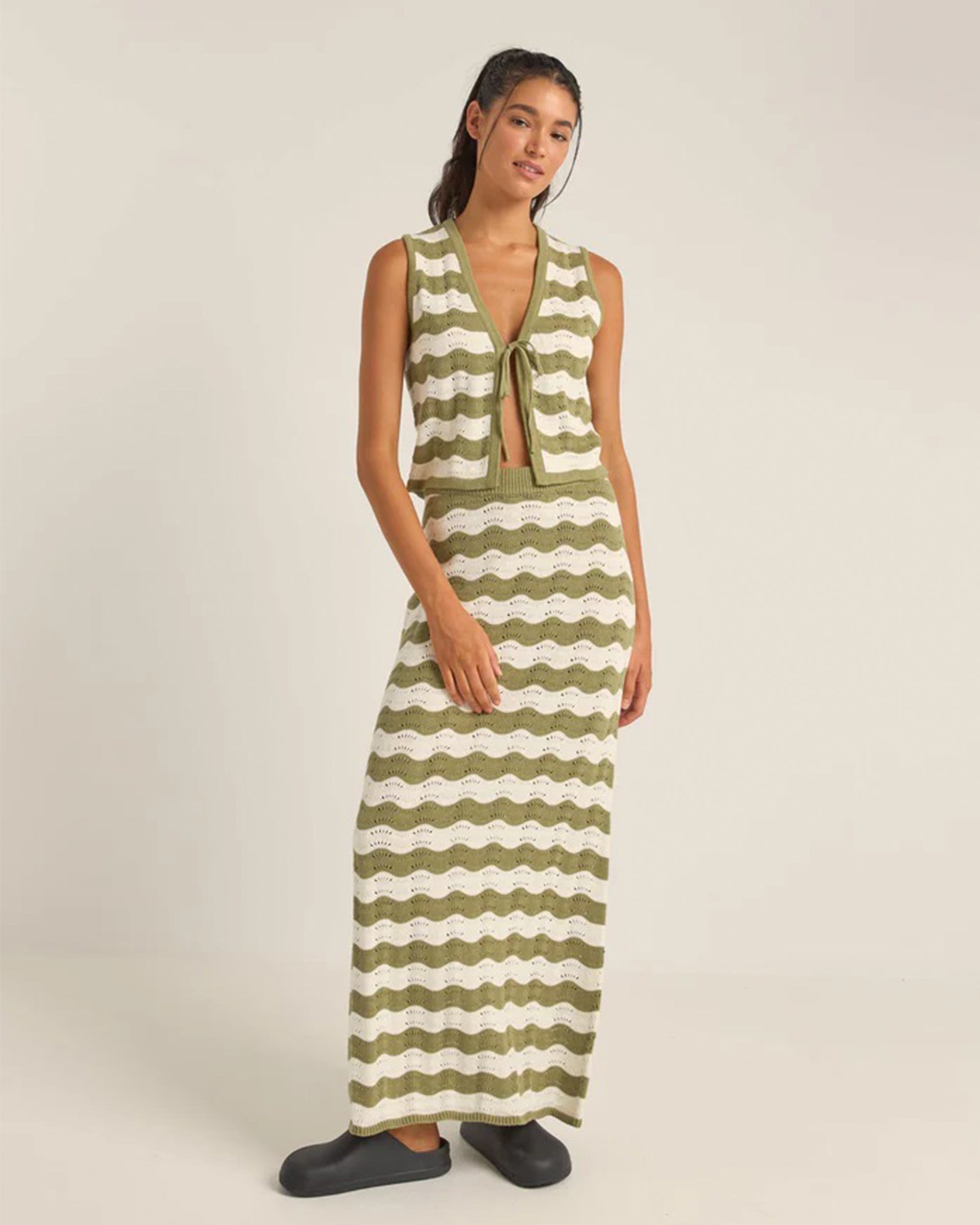 Rhythm Carmen Stripe Knit Maxi Skirt SAG-SAGE 4L