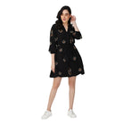 America & Beyond Safari Tiger Embroidered Mini Dress Black L