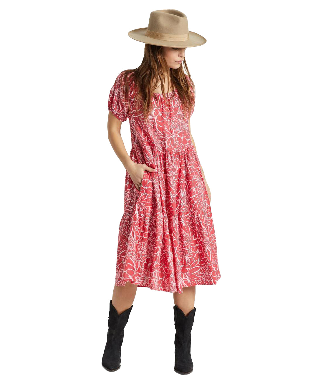 Brixton Indo Linen Dress Aloha Red M