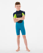 Rip Curl Omega 1.5mm Back Zip SS Boys Springsuit 0049-Navy 10