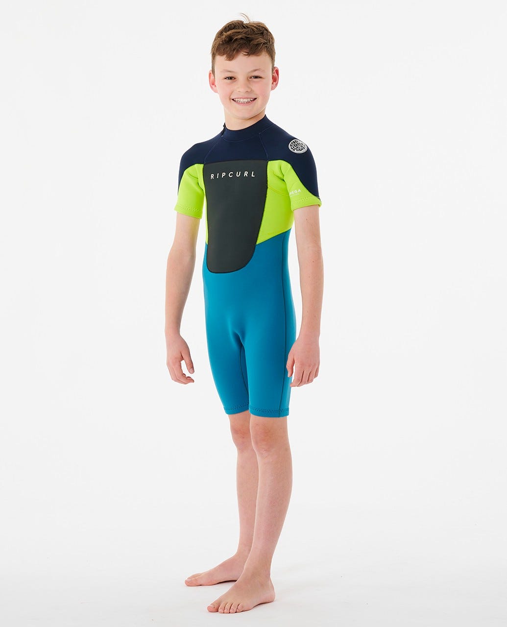 Rip Curl Omega 1.5mm Back Zip SS Boys Springsuit 0049-Navy 12