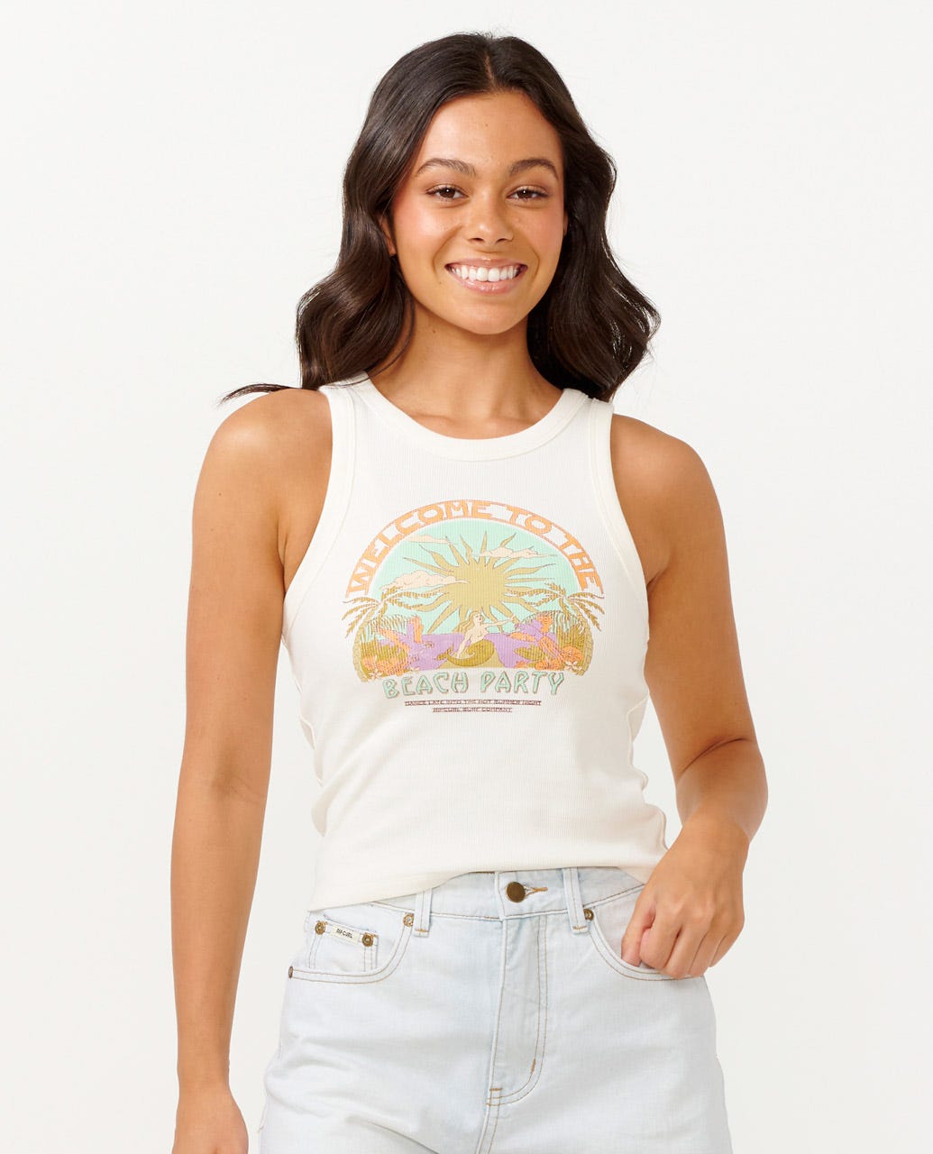 Rip Curl Tropicana Ribbed Tank  3021-Bone XS