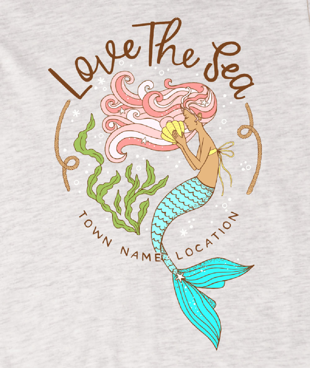 Tank Stream Mermaid Sea Love Girls Tee Delray-SnowMarle 2
