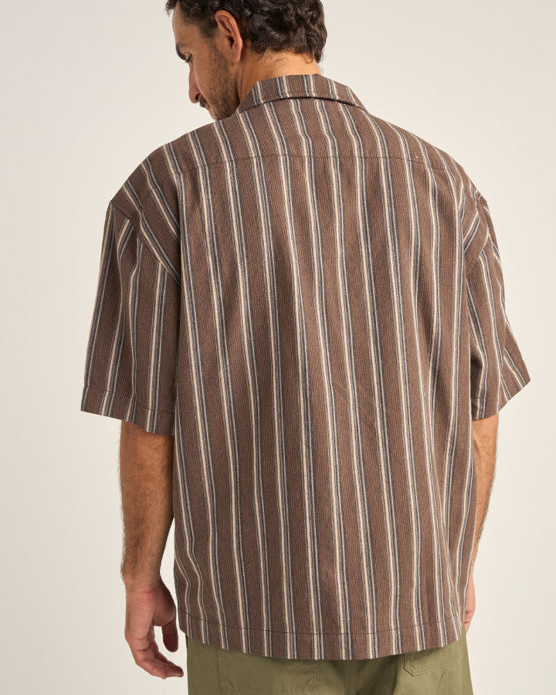 Rhythm Baja Relaxed Stripe SS Woven CAF-Cafe L