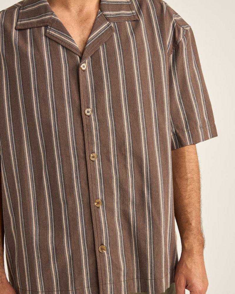 Rhythm Baja Relaxed Stripe SS Woven CAF-Cafe L