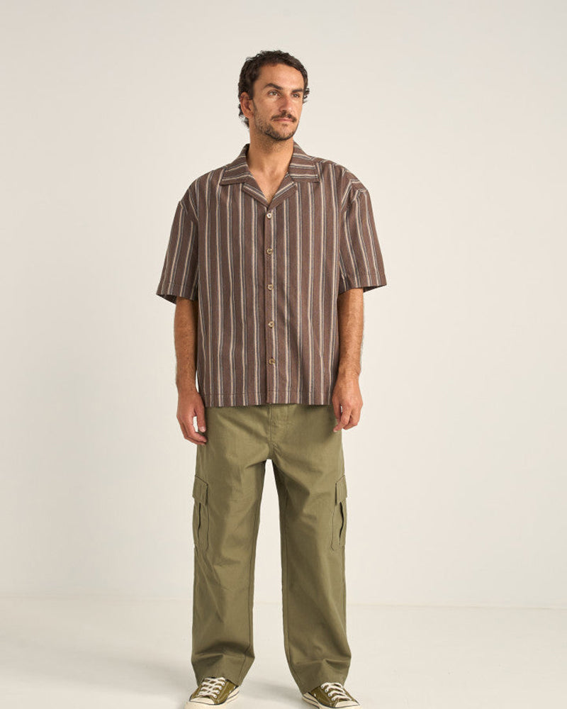 Rhythm Baja Relaxed Stripe SS Woven CAF-Cafe L