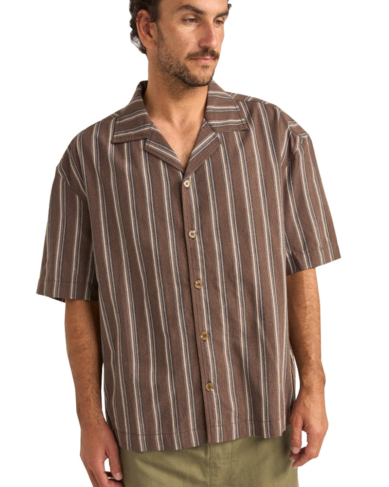 Rhythm Baja Relaxed Stripe SS Woven CAF-Cafe L