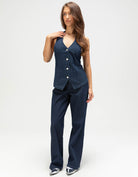 Rhythm Pinstripe Halter Vest DEN-Denim M