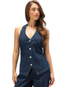 Rhythm Pinstripe Halter Vest DEN-Denim M