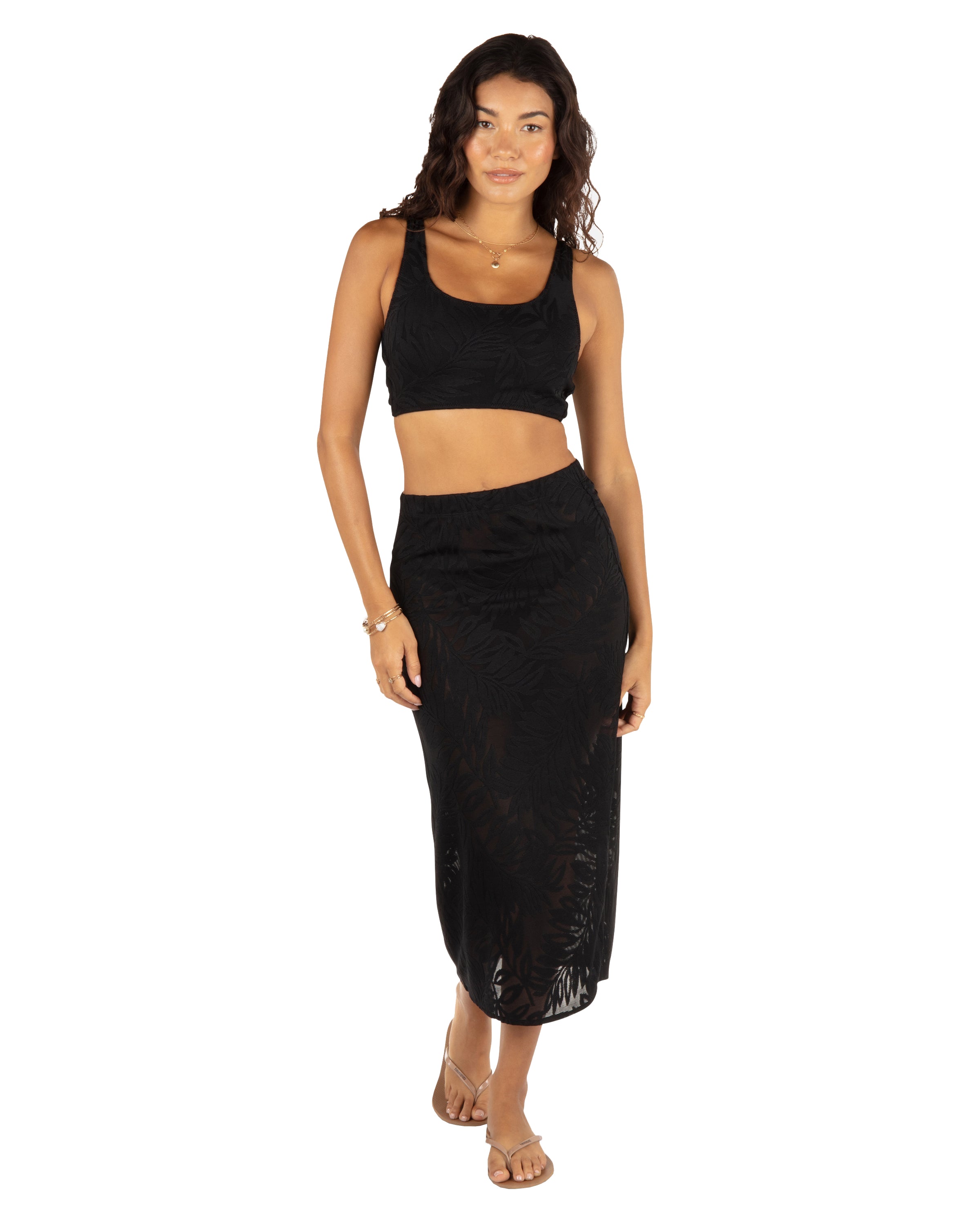 Hurley Ulu Leaf Midi Skirt Black S
