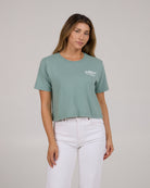 Salty Crew Fish Bowl Crop Tee Sage L
