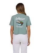 Salty Crew Fish Bowl Crop Tee Sage L