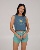 Salty Crew Queen Palm Cropped Tank FinBlue XS