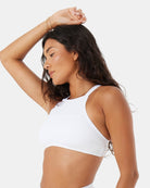 Roxy Rib Love High Neck Bralette Bikini Top WHT M