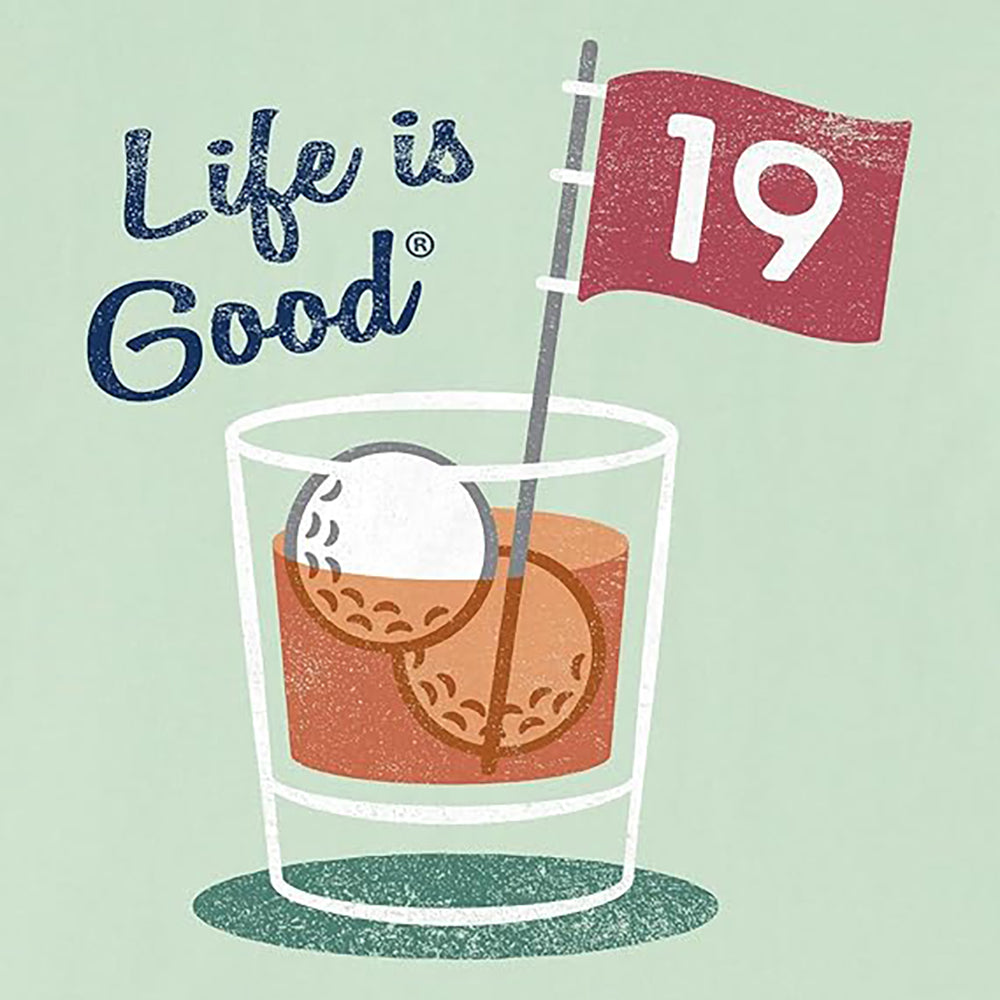 Life Is Good Crusher-Lite Tee 19th Hole Cockta  SagGrn L