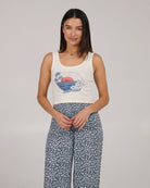 Salty Crew Beach Scene Crop Tank  OffWht L