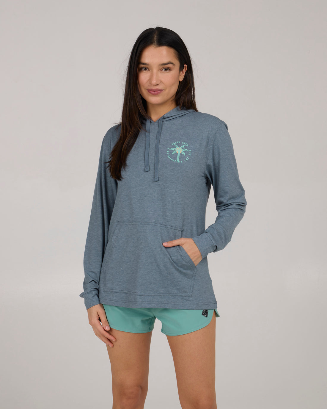 Salty Crew Queen Palm Tech Hoodie  FinBlue L