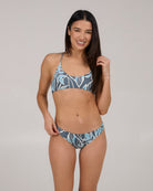 Salty Crew Rattan Palms Rev Midi Bikini Bottom  FinBlue XS