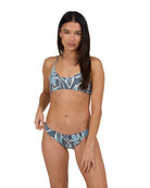 Salty Crew Rattan Palms Rev Midi Bikini Bottom  FinBlue M