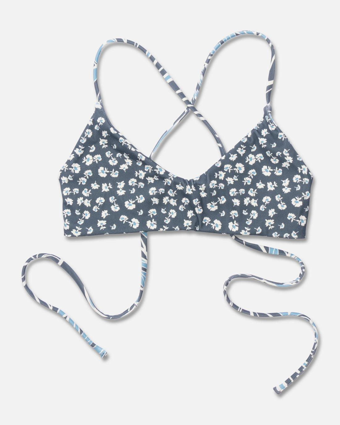 Salty Crew Rattan Palms Rev Bralette Bikini Top  FinBlue S