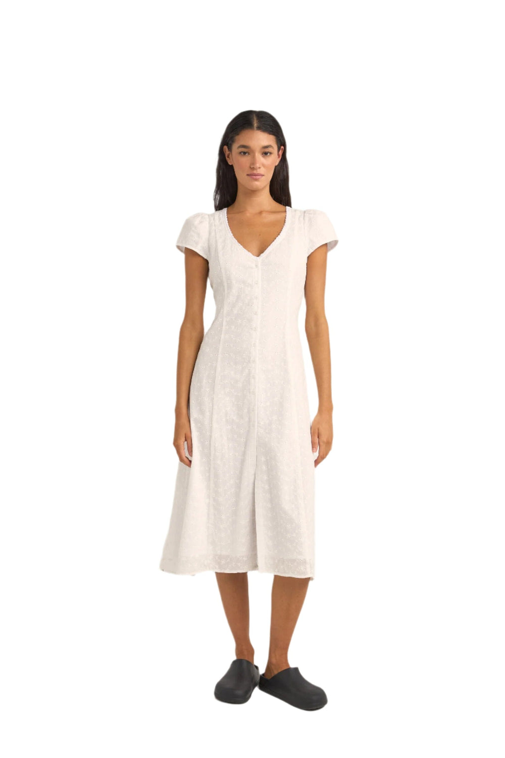 Rhythm Tallulah Cap Sleeve Midi Dress WHT S
