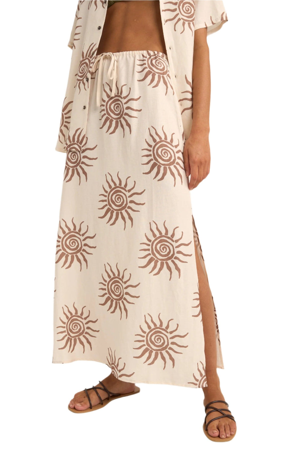 Rhythm Seafarer Maxi Skirt BRO L