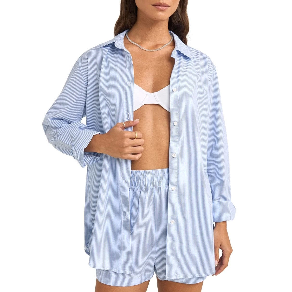 Rhythm Zephyr Stripe Shirt BLU S