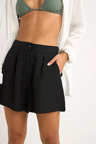 Rhythm Mini Linen Elastic Short BLK 2