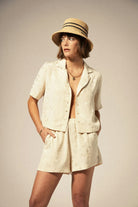 Brixton Silky SS Jacquard Button Down WHCFJ S