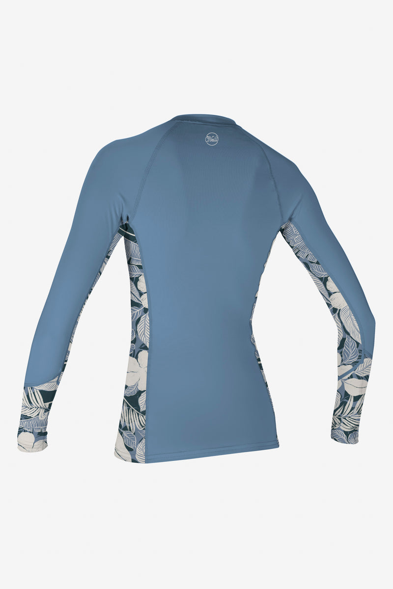O'Neill Womens Side Print LS Sun Shirt FDenim/PalmTrop M
