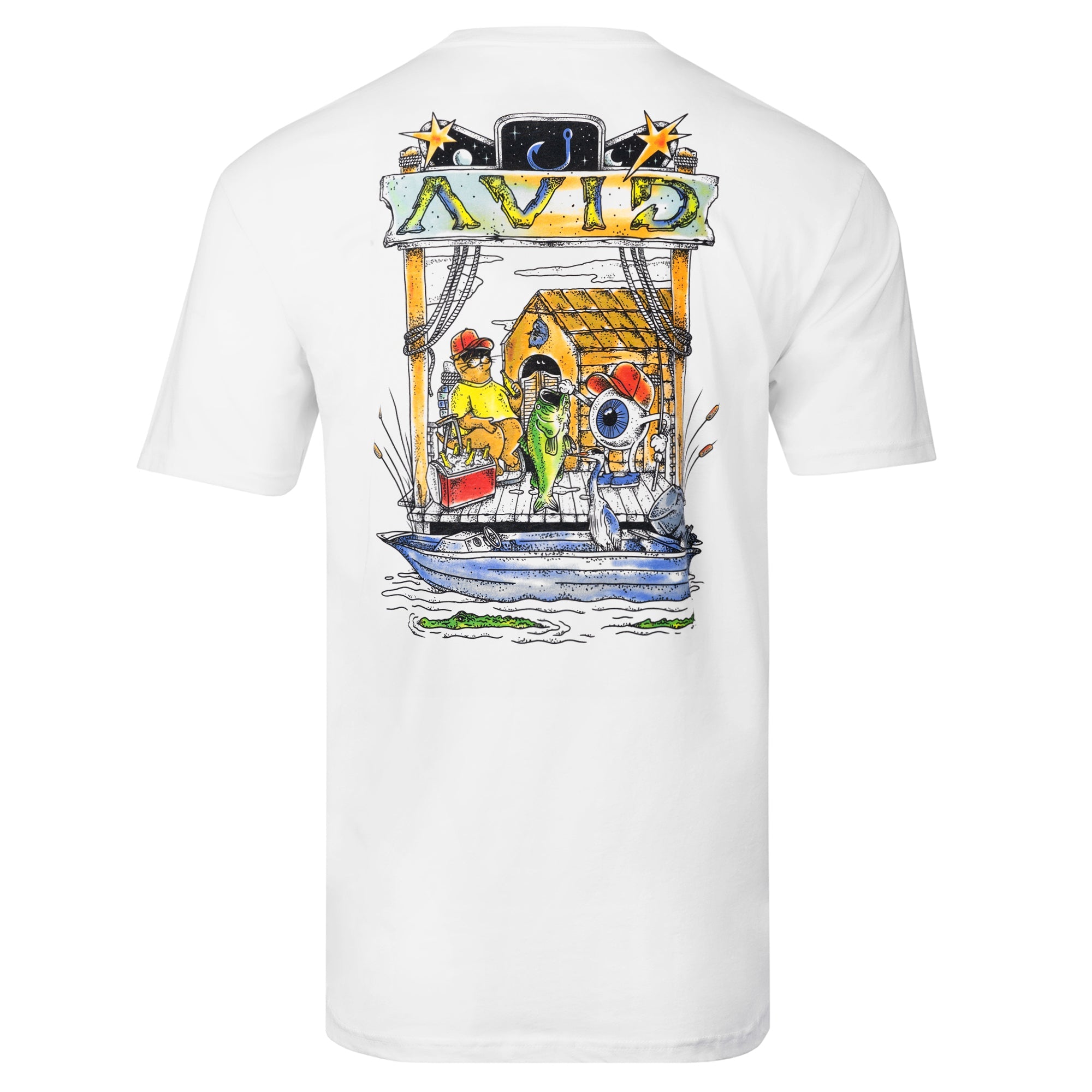 Avid Cosmic Fish Camp SS Tee WHT L