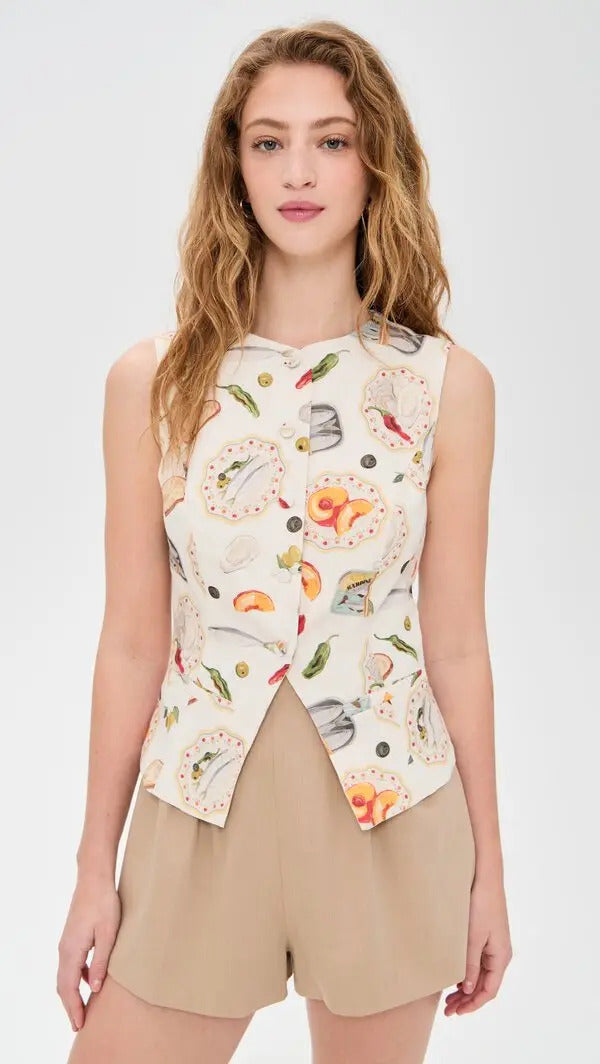 Bailey Rose Picnic Top  Cream Multi S