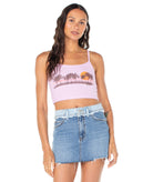 Roxy Palm Stripe Ribbed Cropped Tank MOA S