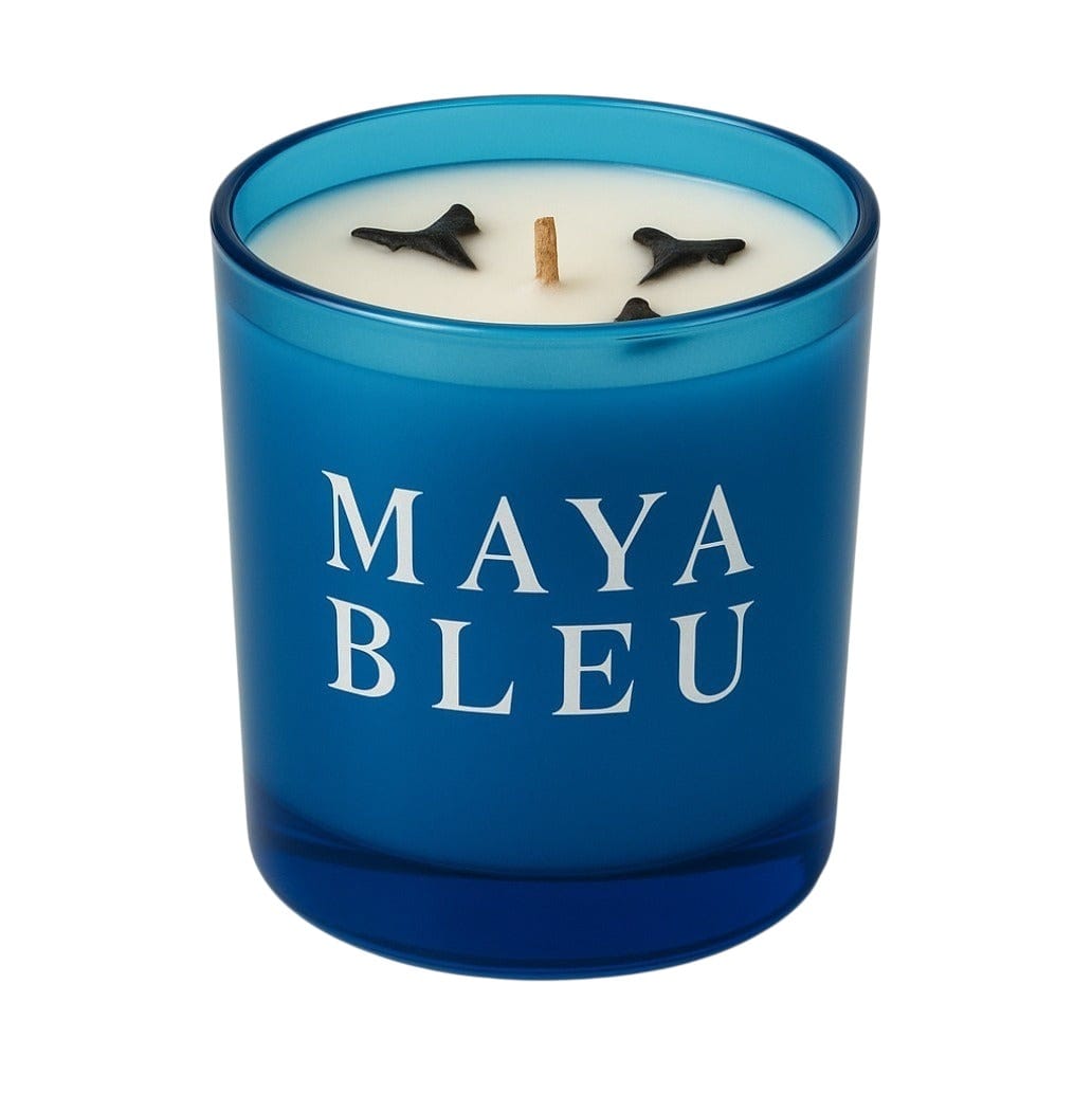 Maya Bleu Shark Tooth Candle Blue 16oz