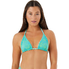 Roxy Dawn Patrol Reversible Tiki Tri Bikini Top GRN S