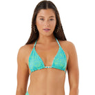Roxy Dawn Patrol Reversible Tiki Tri Bikini Top GRN L