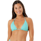 Roxy Dawn Patrol Reversible Tiki Tri Bikini Top GRN S