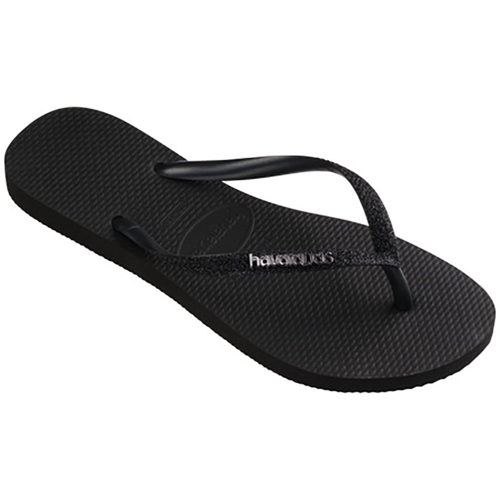 Havaianas Slim Glitter 2 Womens Sandal 1069-Black-Black 6