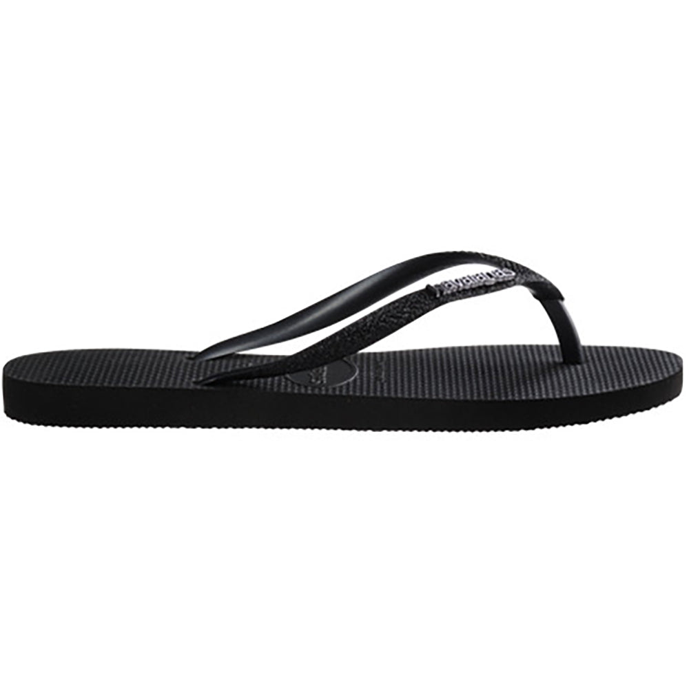 Havaianas Slim Glitter 2 Womens Sandal 1069-Black-Black 6