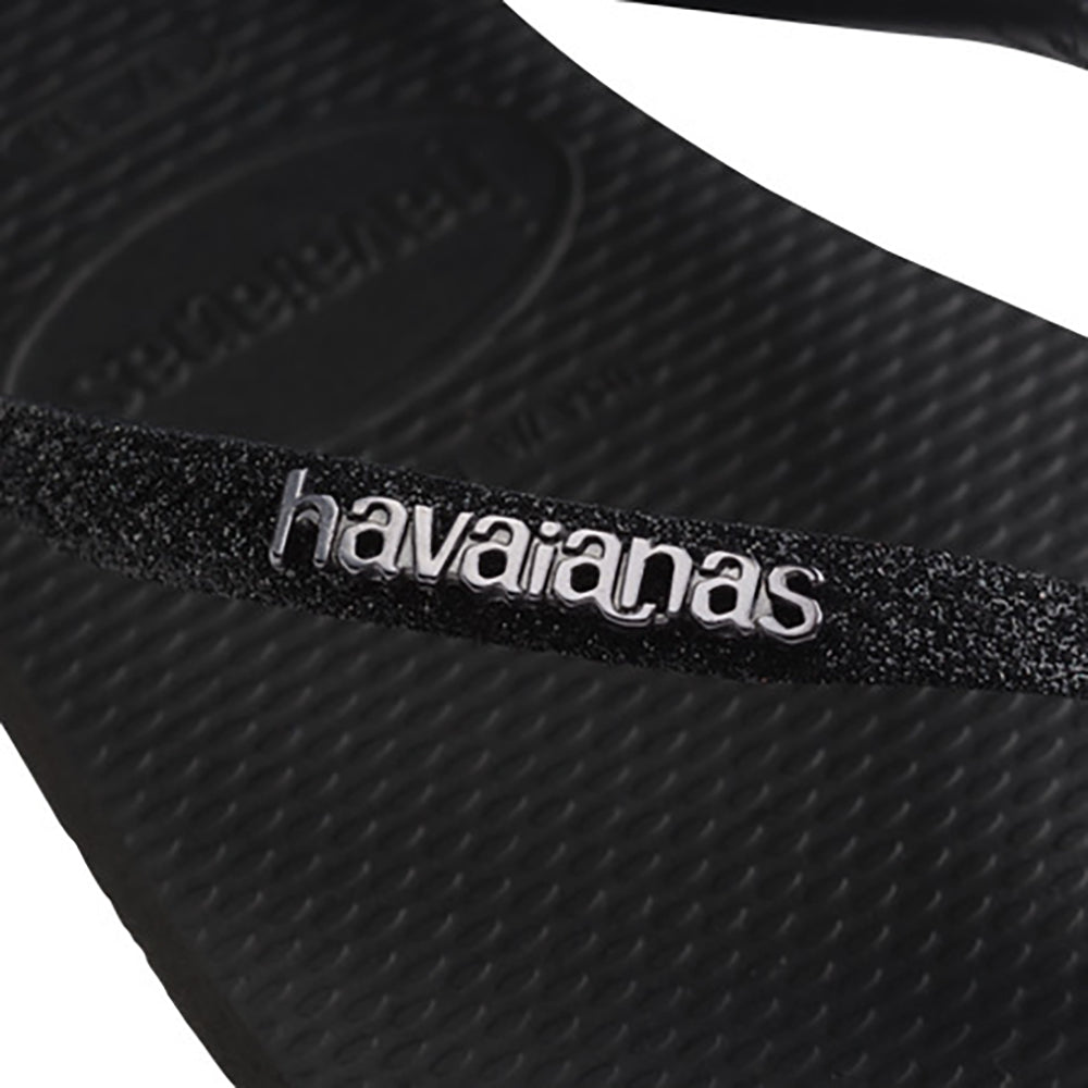 Havaianas Slim Glitter 2 Womens Sandal 1069-Black-Black 6