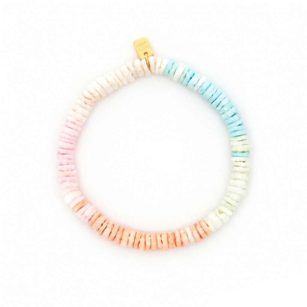 Pura Vida Pastel Puka Stretch Bracelet Gold OS