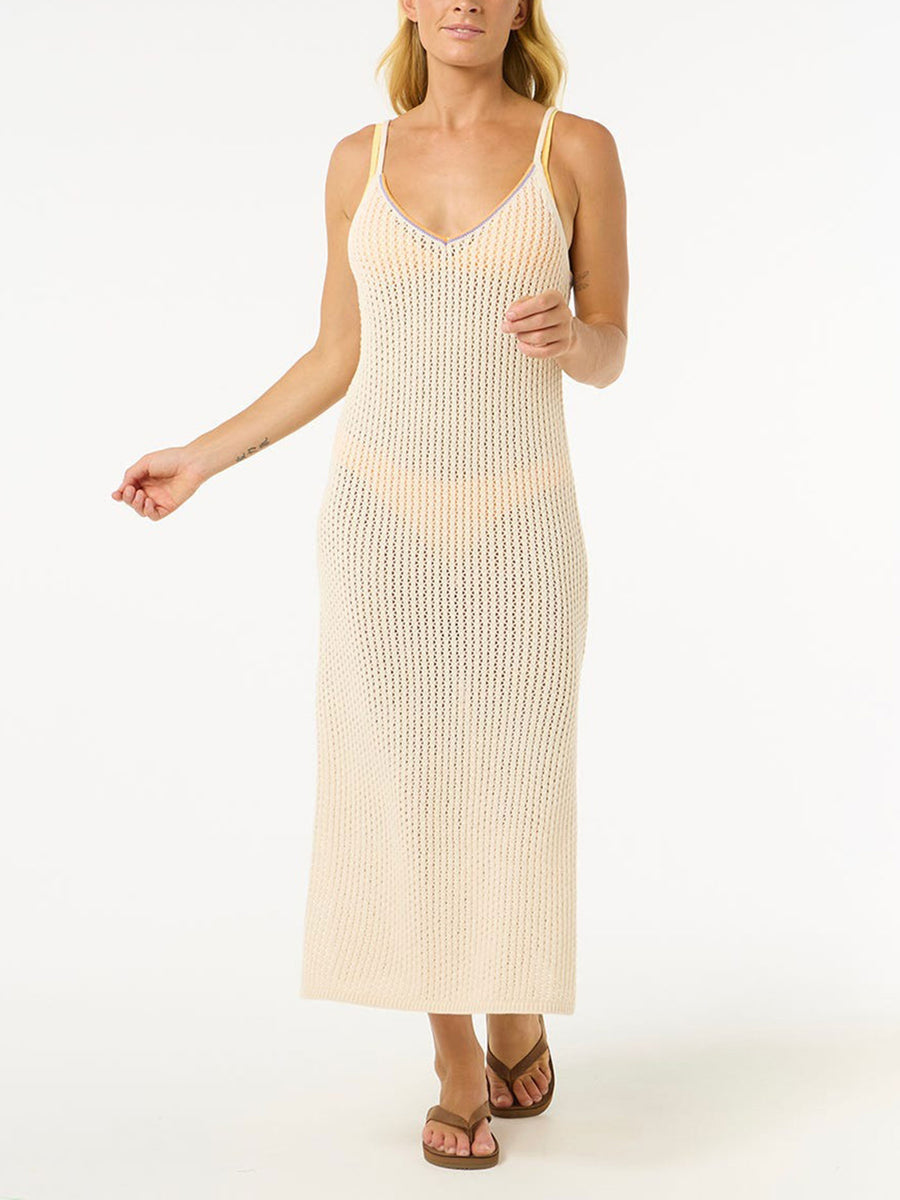 RIP CURL CALA VADELLA CROCHET DRESS 0003-Off White M