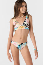 O'Neill Girls Mikah Floral Fixed Tri Set BLK 12
